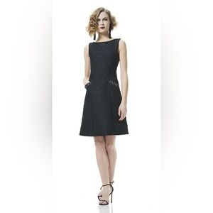 Theia Black Jacquard Cocktail Dress